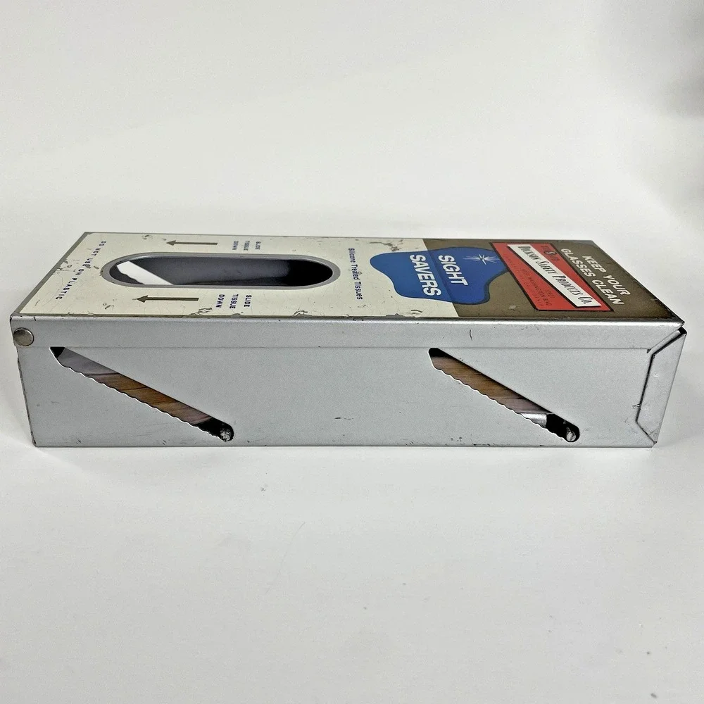Vtg Dickson Safety Products Eyeglass Tissues Wall Dispenser Display Sight Savers